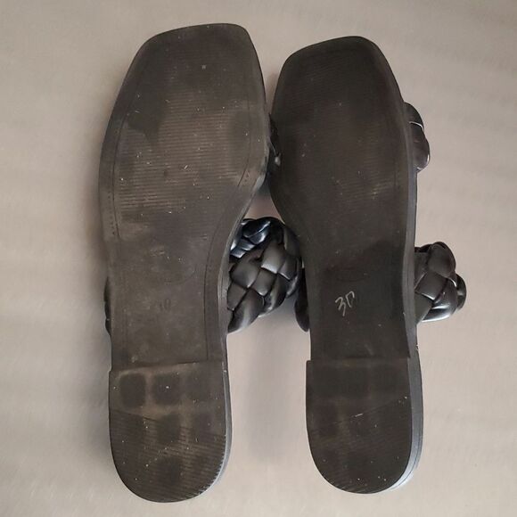 Steve Madden Brimm Black Puffy Double Braided Slide Flat Sandals Square Toe 10 - Picture 10 of 10